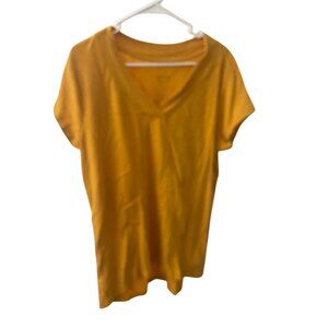 Canyon Retreat Mustard Yellow V-Neck T-Shirt Womens M/L Lightweight Cotton Blend